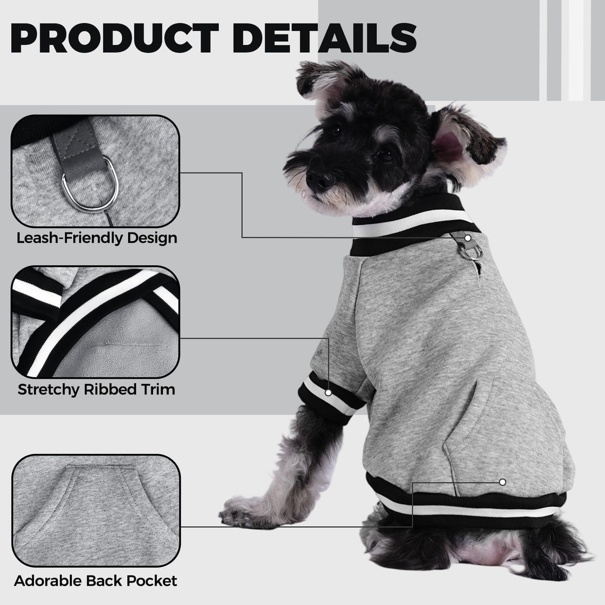 BINGPET Large Dog Sweater Pullover Fleece Vest with Leash Hole & D-Ring,Cotton Dog Hoodie for Small Medium Large Dogs Puppy Boys Girls,Thick Soft Fleece Winter Dog Clothes Cold Weather Sweatshirt Coat