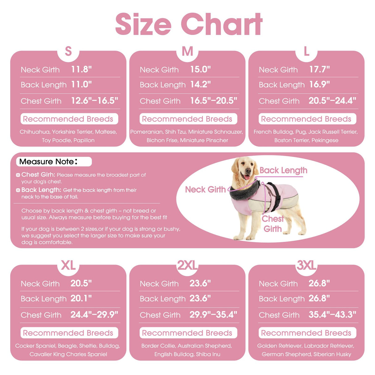 QBLEEV Warm Dog Jacket - Reflective, Adjustable Winter Coat with Turtleneck for Cold Weather, Waterproof Fleece Snowsuit for Small, Medium, Large Dogs