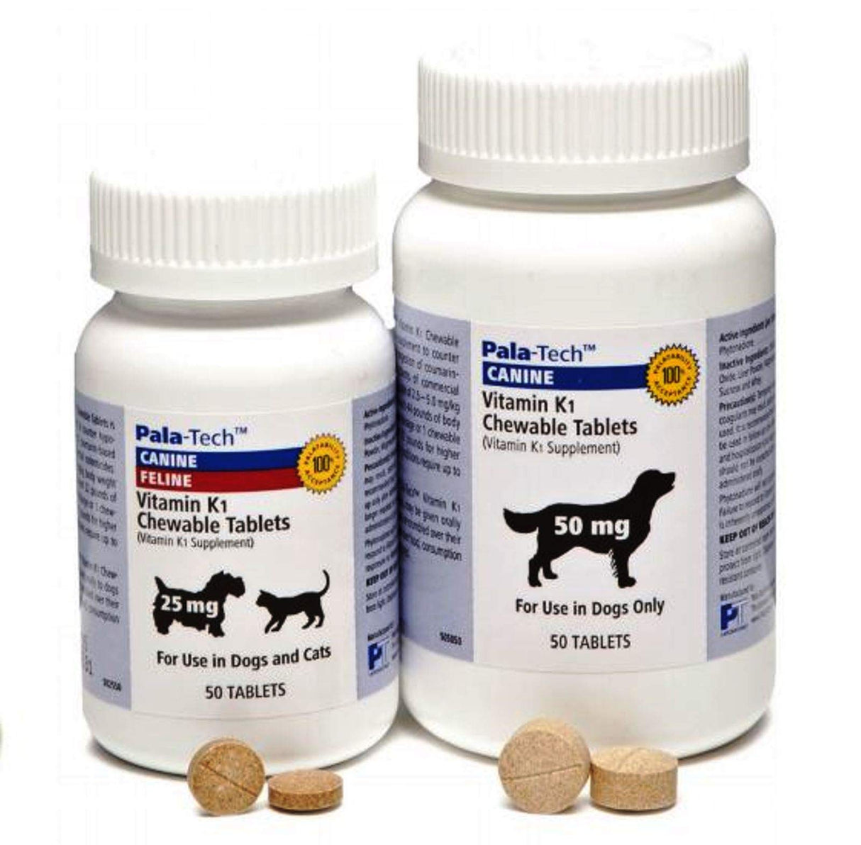 Pala-Tech Vitamin K1 Chewable Tablets for Dogs - Counters Hypoprothrombinemia - Dogs K1 Vitamin Supplement with Roast Beef & Liver Flavor - 50 mg, 50 Tablets