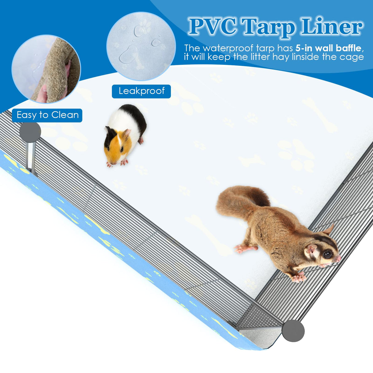 MODESLAB 2-Story Guinea Pig Cages with Tarp, Large C&C Loft Cage for Rabbit Bunny Puppy Small Animal Indoor Dog Playpen Pet Exercise Enclosure, 25 Panels