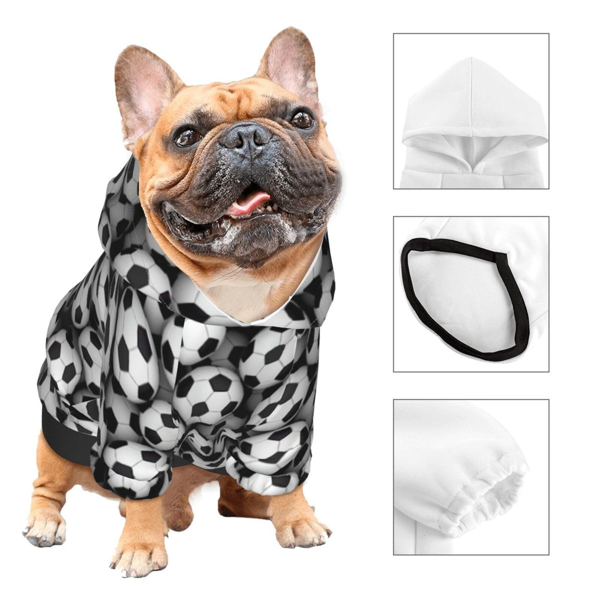 FuriTou Sports Football Soccer Small Pet Hoodies Soft Dogs Cats Sweatshirt Warm Dog Clothes Sweater with Hat Large