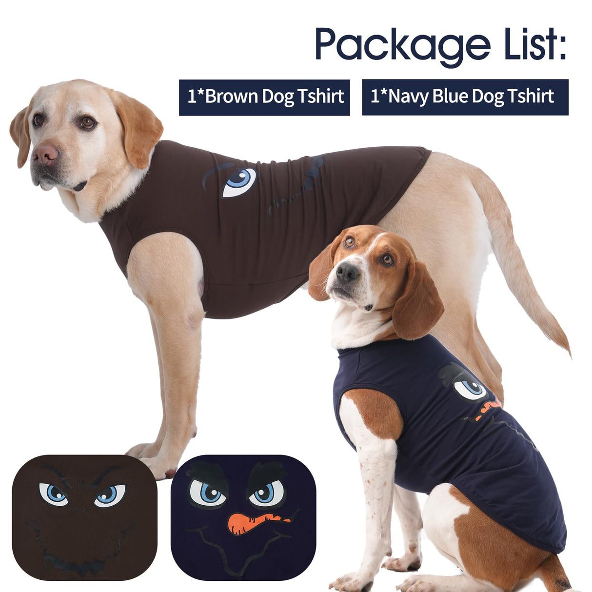 IECOii 2 Pack Pet Tank Top Tee Sleeveless| 3X-Large |Summer Dog Clothes Apparel,Pet Funny Costume Doggy T-shirt Clothing for Large Dog Puppy Outfit Keep Body Heat Hot Weather Holiday Party, Navy+Brown