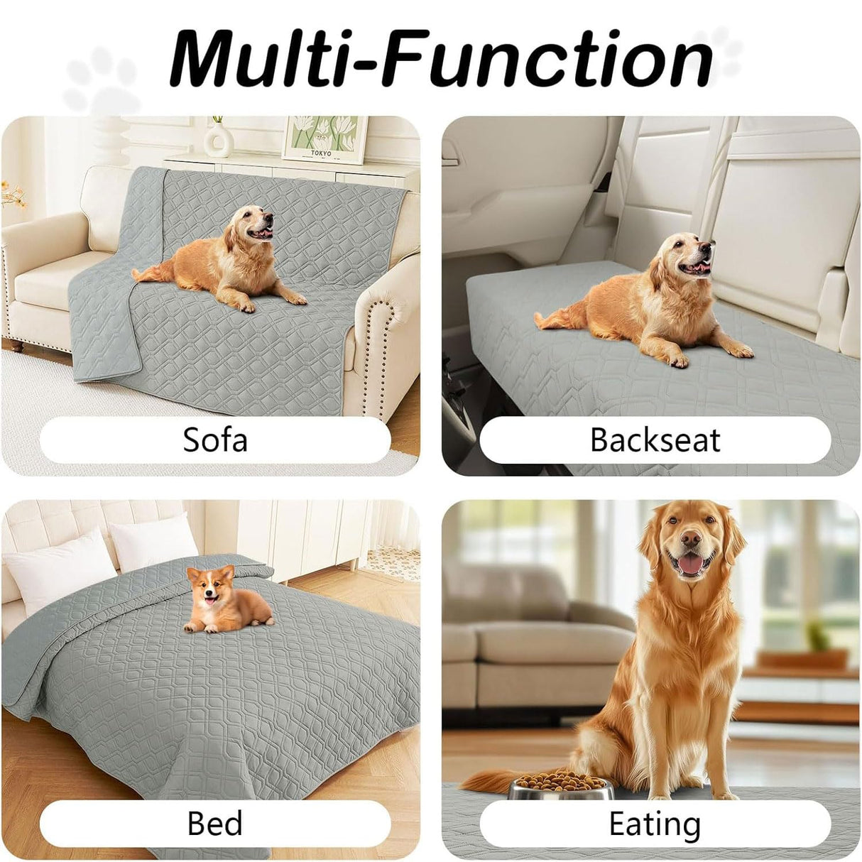 hyha Waterproof Dog Bed Blanket, Soft Pet Blankets, Waterproof Couch Cover for Dogs, Reversible Sofa Covers Washable for Furniture (40x50 Inch, Grey/Grey)