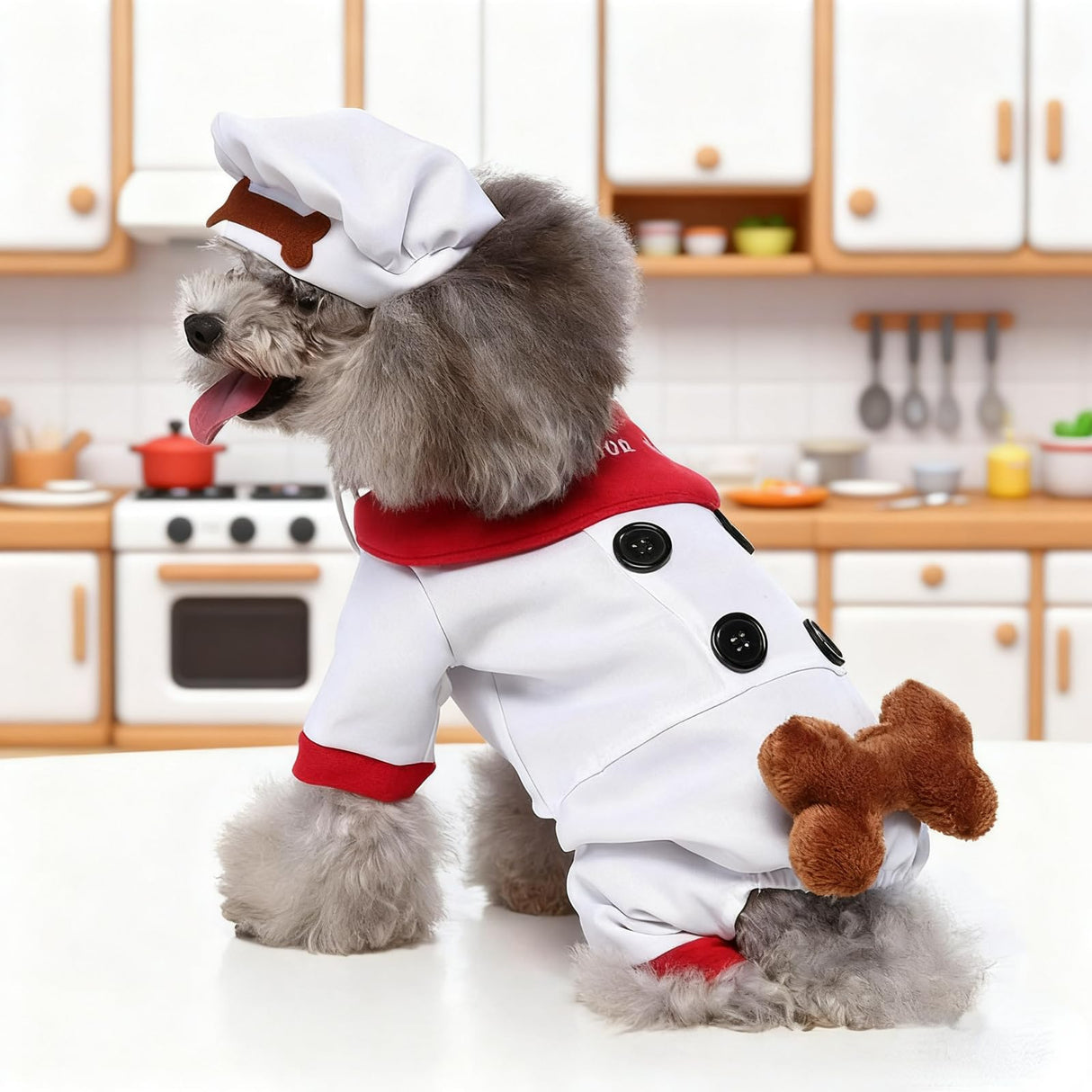 Layheld Cat Costume Dog Clothes Chef & Construction Worker 2PCs Set Funny Cosplay Partywear Photoshoot Cute Pet Outfit for Cat Small Dog (Chef,Large)