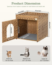 Load image into Gallery viewer, SETVSON Cat Litter Box Enclosure Furniture, Hidden Litter Box with Mat and Fence, Handwoven Rattan Cat House with Two S-Shaped Hooks for Living Room, Bedroom, 18.5 x 20.5 x 19.1 Inches (Natural)