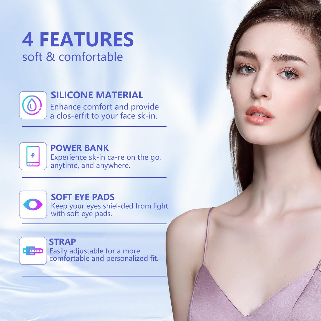 Sunlamlux 7 LED Face Light Therapy, Red Light Therapy 3-in-1 Chip at Home
