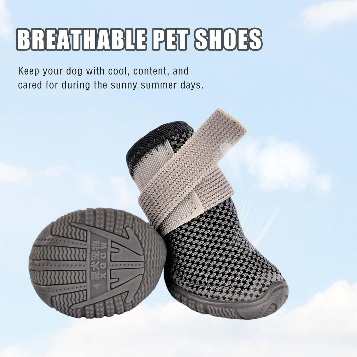 Soft Dog Shoes for Small Dogs, Anti-Slip Dog Boots for Winter Snowy Day, Summer Hot Pavement, Breathable Dog Paw Protectors for Outdoor Walking Running, Size 5, Grey