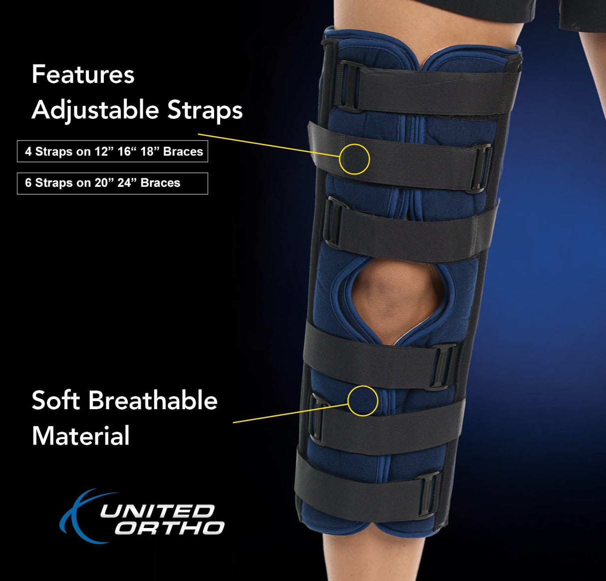United Ortho 61018 3-Panel Knee Immobilizer, 18"