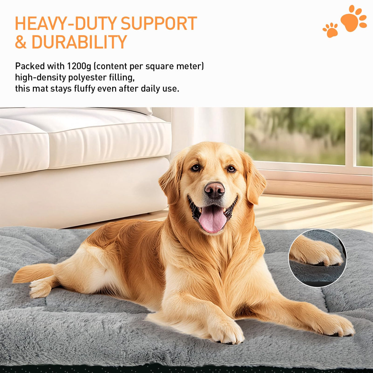 Washable Dog Crate Bed Mat for Medium/Large Dogs – All-Season Comfort with Ultra-Soft Flannel & Heavy-Duty Support (Gray, 36''L*23''W)