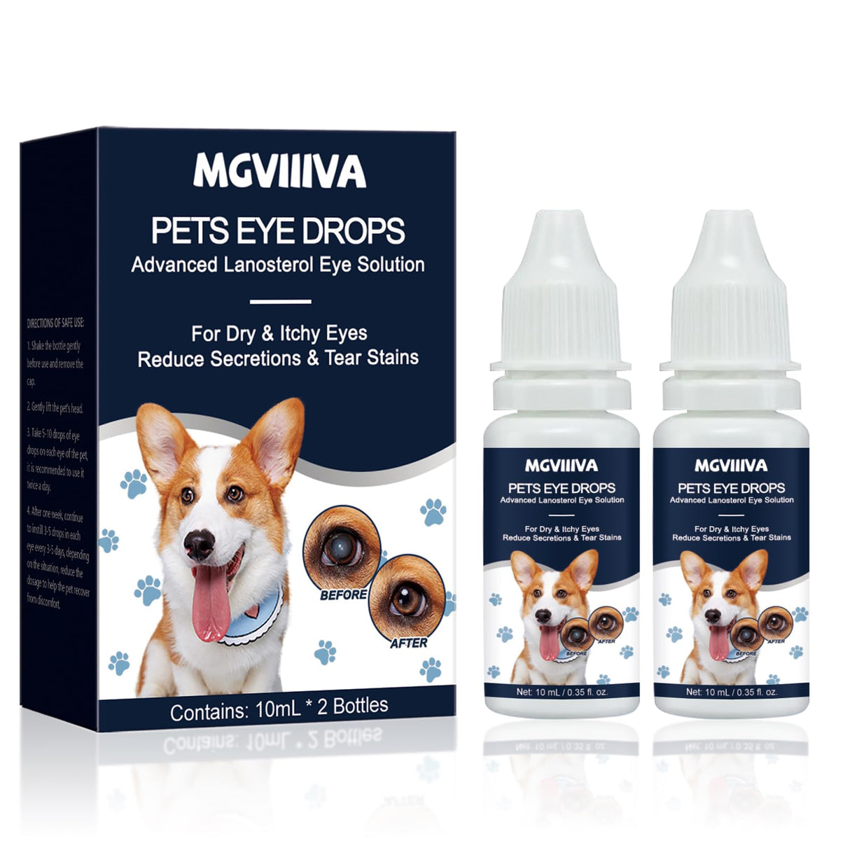 Dog & Cat Cataract Eye Drops & Infection Treatment β Vet-Recommended Formula for Cloudy, Itchy, Watery, Goopy Eyes and Pink Eye Treatment, Natural All-in-One Relief for Pet Eye Issues (2 X 10 ml)