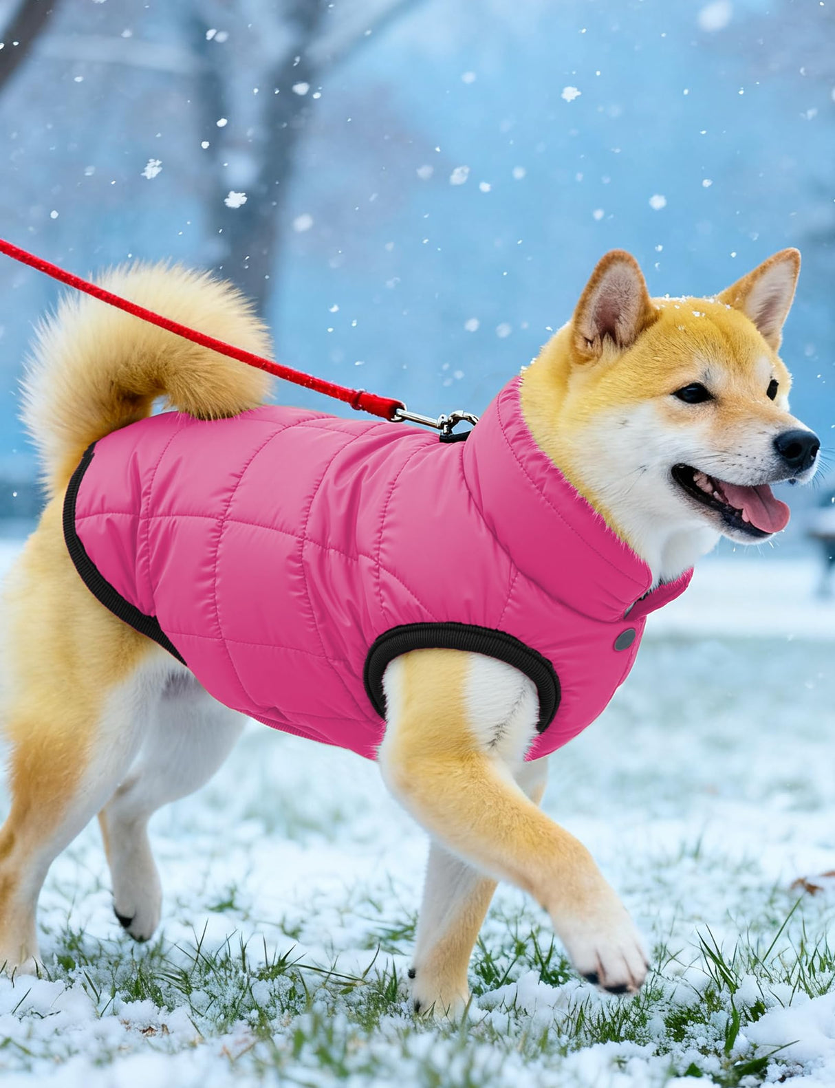 AURUZA Dog Winter Coat, Warm Waterproof Dogs Jacket Small Pet Vest for Medium Dogs Windproof Pet Fleece Vest Snow Jacket for Cold Weather(Hot Pink,3XL)