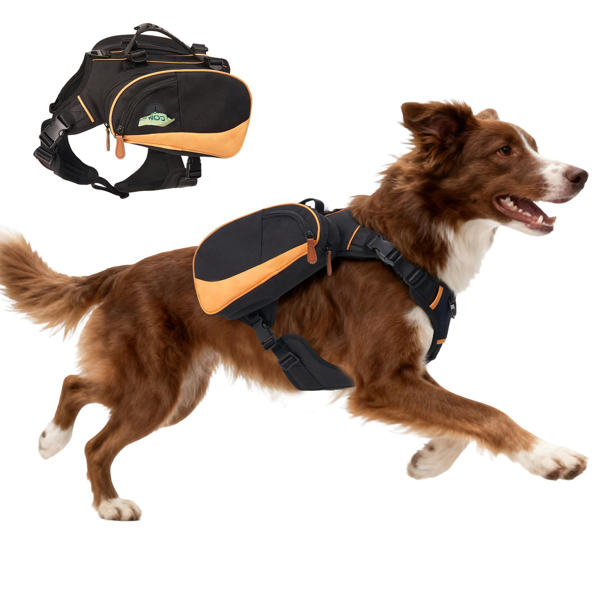 Dog Backpack Harness Suitable for Small Dogs, Adjustable Lightweight Pet Harness, Dog Carrying Bag Built-in Poop Bag Dispenser, Waterproof and Safe, Suitable for Hiking, Or Daily Walks, S