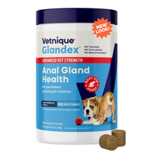 Load image into Gallery viewer, Vetnique Glandex Anal Gland Soft Chew Treats with Pumpkin for Dogs Digestive Enzymes, Probiotics Fiber Supplement for Dogs Boot The Scoot (Advanced Strength Duck/Bacon Chews (Vegetarian), 120 Ct)