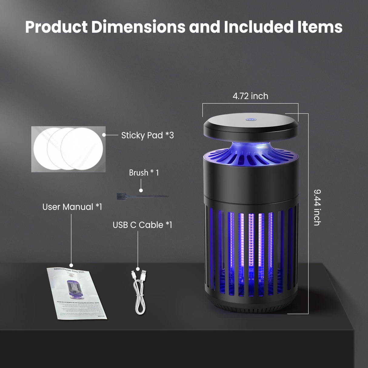 Pest Sniper Indoor Insect Trap,Attracts and Zaps Mosquitos, Gnats, Moths, Fruit Flies,2 in 1 Bug Zapper with Suction and Electric Grid