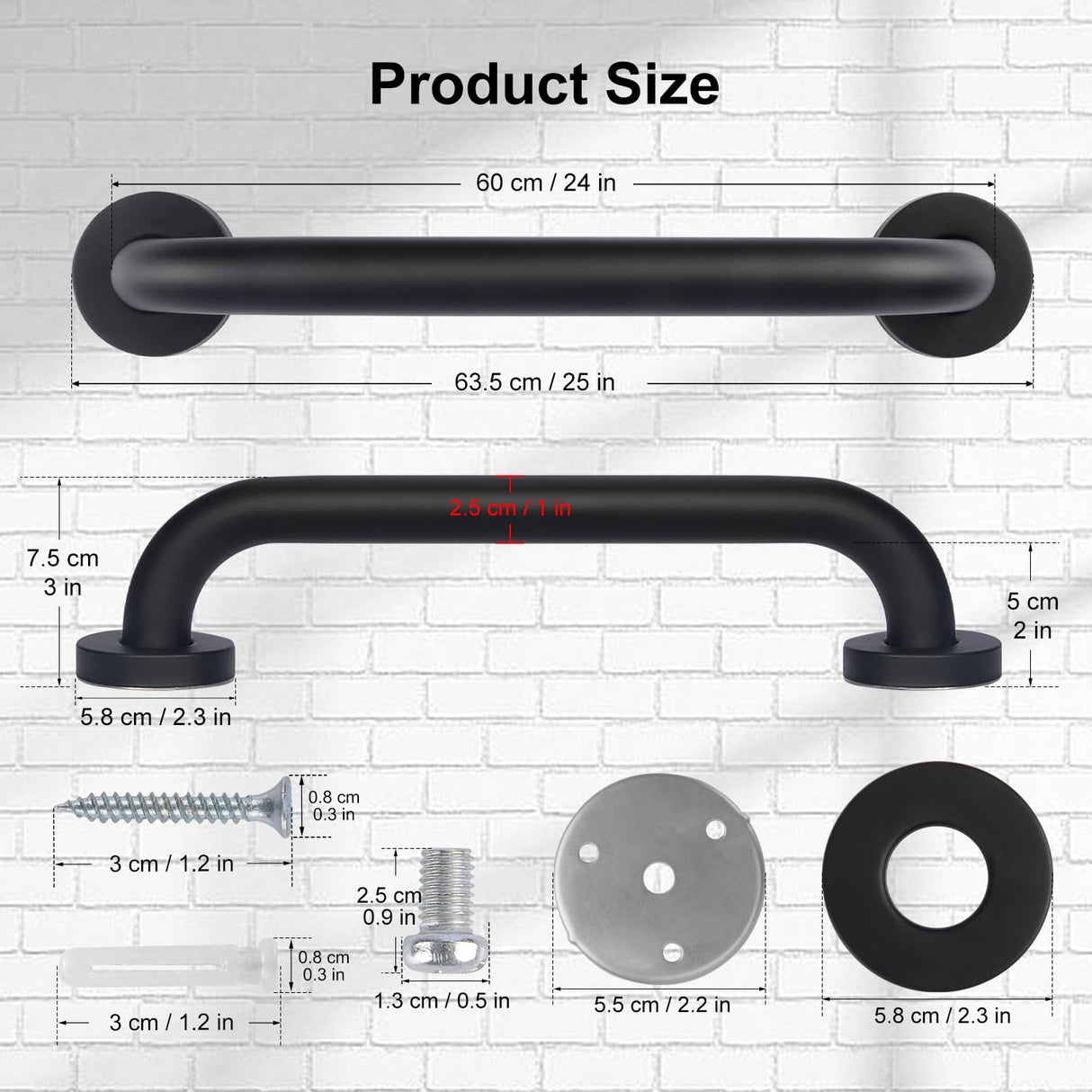 supregear Bathroom Grab Bar, 24 in Non-Slip 201 Stainless Steel Bathroom Safety Grab Bar Oil Rubbed Black Hand Rail for Bathtub Toilet Kitchen Bedroom Shower, Concealed Screw Wall Mounted