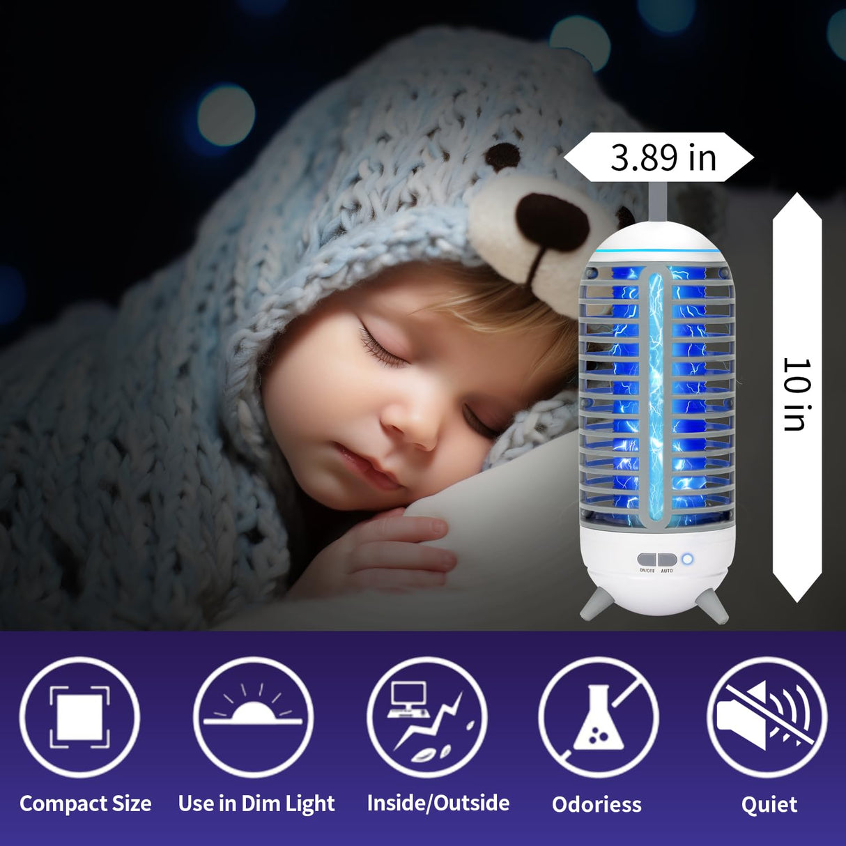 Bug Zapper,Wireless Mosquito Killer Lamp, Indoor and Outdoor Mosquito Killer Lamp, Rechargeable 2 in 1, Suitable for Patio, Home, Backyard, Yard, Garden, Campsite (Blue)