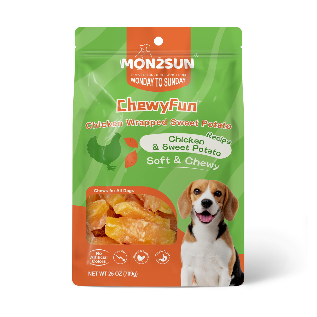MON2SUN Dog Treats Rawhide Free Chicken Wrapped Sweet Potato Snacks, Gluten & Grain Free, Treats for Puppy and Small Dogs, (Chicken, 1.56 Pound-Pack of 1)