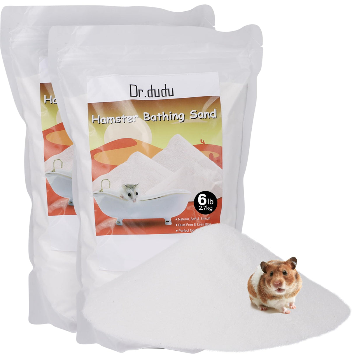 DR.DUDU Hamster Bath Sand, 12lb Dust Free Desert Sand or Potty Litter Sand for Hamster Chinchillas Gerbil Syrian Mice Small Animals (White)