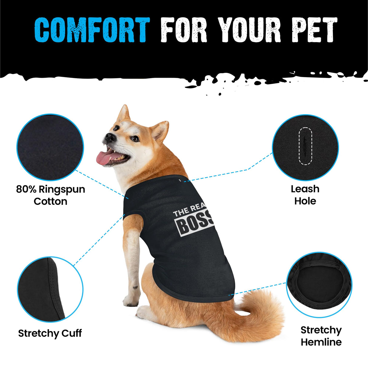 Dog and Owner Matching Clothes - Adorable The Boss The Real Boss Dog Matching Outfits with Owners - Soft Pet Clothes Royal Blue