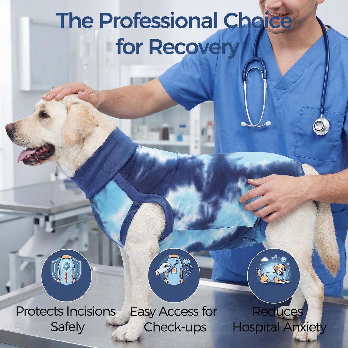 pangdi Recovery Suit for Dogs After Surgery, Spay Suit Female Spay & Male Neuter, Dog Onesie Body Suits for Post-Surgical, Abdominal Wounds and Skin Conditions, Blue, XL