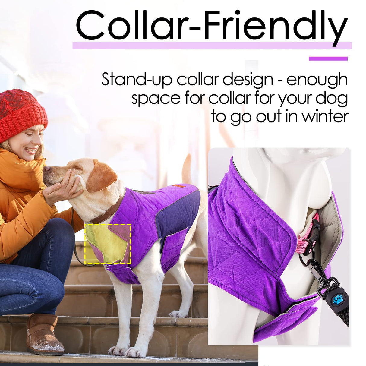 ThinkPet Dog Cold Weather Coats - Cozy Waterproof Windproof Reversible Winter Dog Jacket, Thick Padded Warm Coat Reflective Vest Clothes for Puppy Small Medium Large Dogs