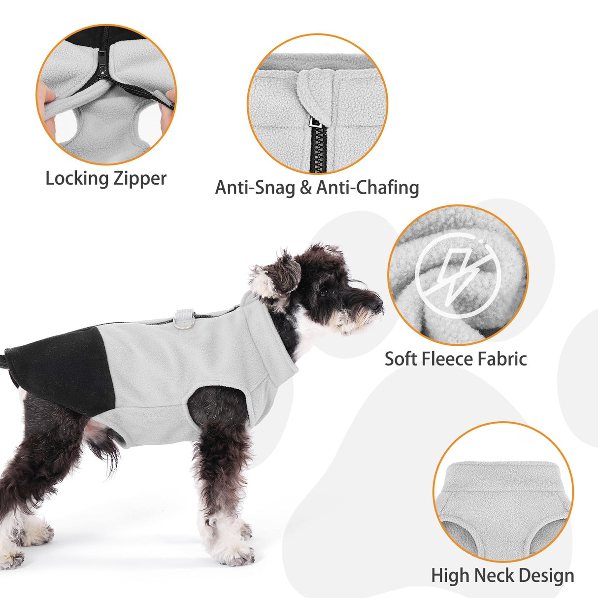 KOOLTAIL Dog Fleece Vest Sweater, Zip Up Step-in Pullover Warm Puppy Jacket with Dual Leash D-Ring for Small Medium Dogs, Cozy Soft Pet Winter Cold Weather Coats Fall Clothes Hoodie Boy Girl, Black L