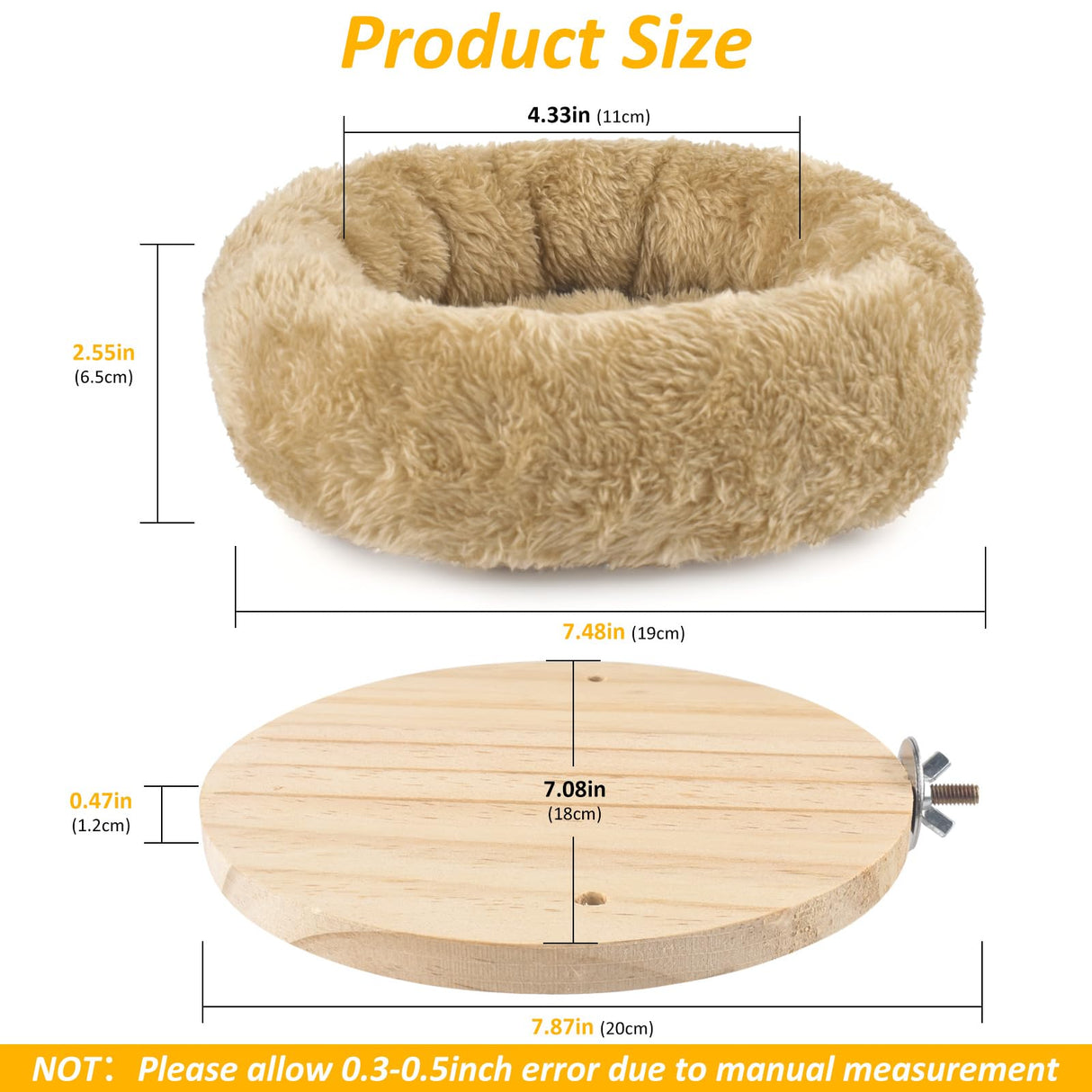 DBNESS Medium Bird Nest for Cage, Removable Plush Parrot Hammock Bed, Winter Warm Resting Perch Platform for Budgies Cockatiel Conure Parakeet Hamster