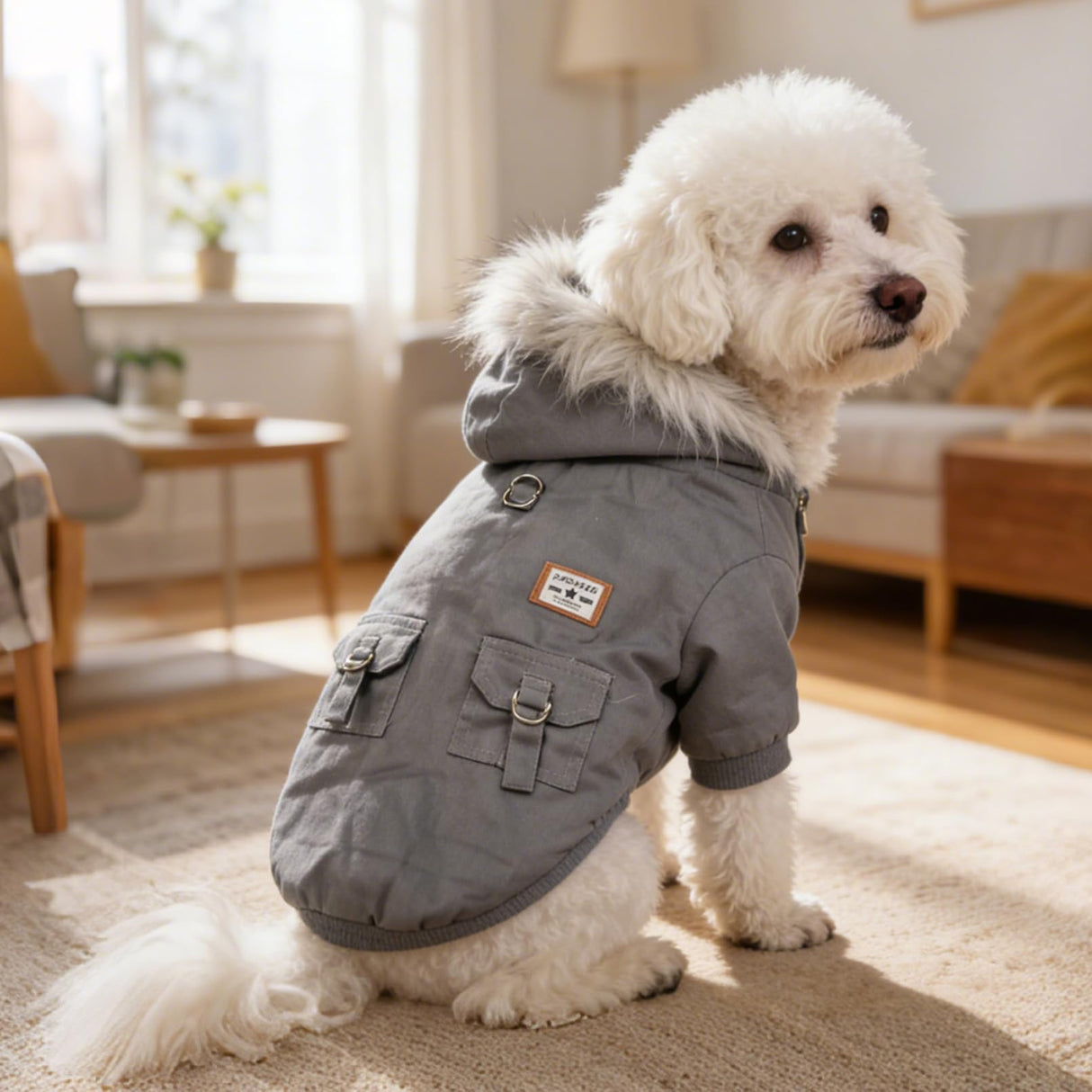 Floofelove Parka Dog Jackets for Small Dogs Clothes for 6 to 9lbs - Windproof Small Dog Winter Fleece Lining Coat Dog Coats for Small Dogs