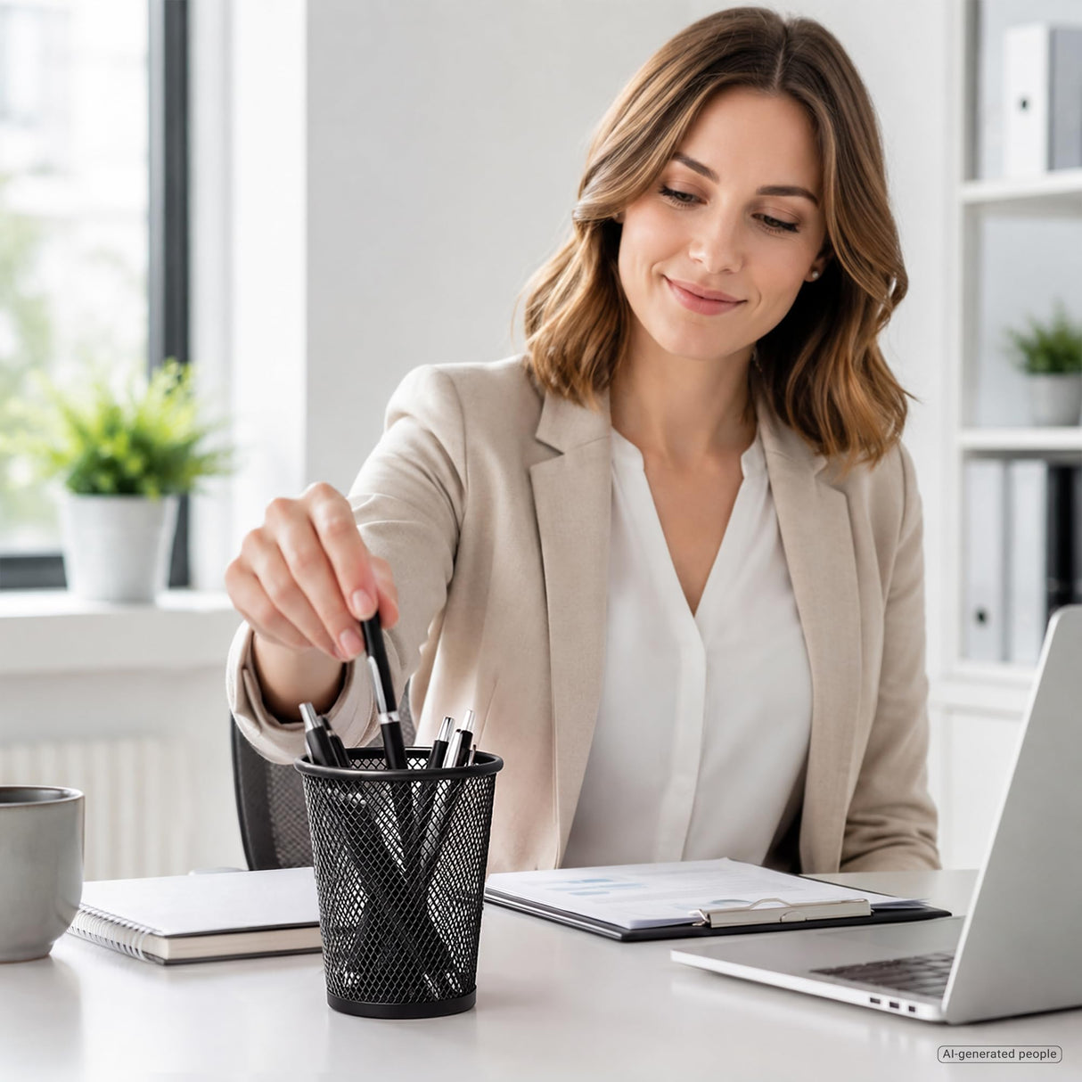 QYH Mesh Pencil Holder Metal Pen Cup Black for Desk, 6 Pack Office Desk Organizer for Business, School & Home