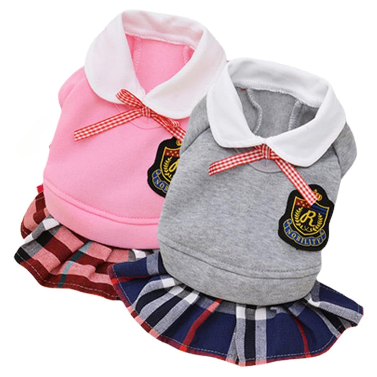 Selena Pet Uniform School Skirts Sailor Costume Dog Campus Clothes Teddy Cute Bowtie Adorable Puppy Apparel (X-Small,Pink Dresses)
