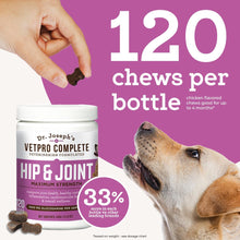 Load image into Gallery viewer, Dr. Joseph's VetPro Complete Dog Hip & Joint Supplement for Arthritis Pain Relief – High-Strength Glucosamine & Chondroitin Chews for Senior Dogs – Vet Formulated Daily Treats, Chicken Flavor, 120 Ct