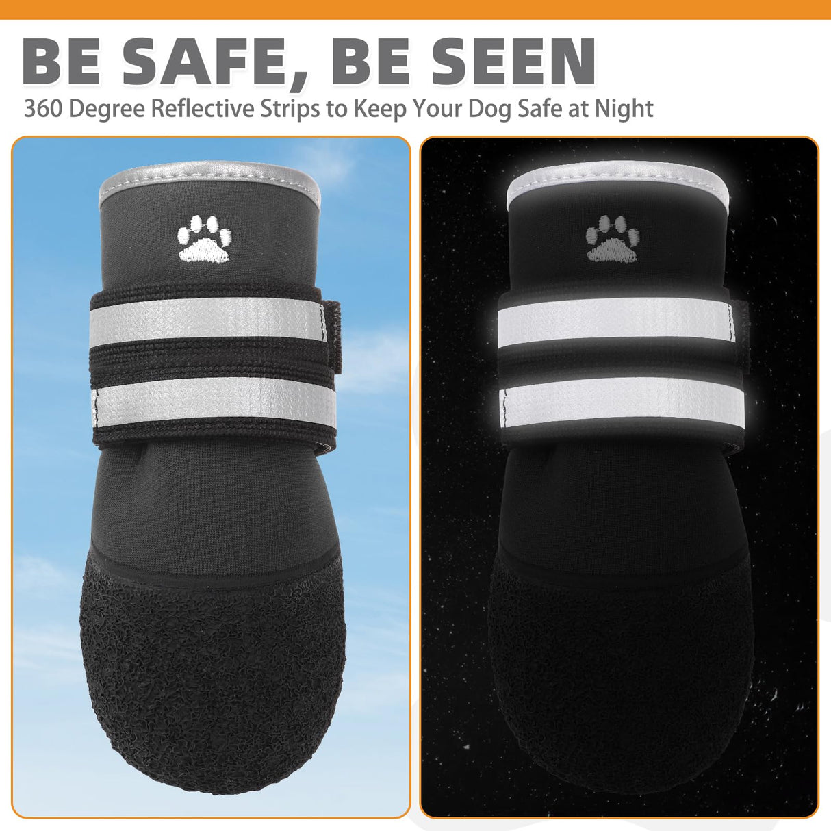 KOOLTAIL Dog Shoes for hot/Cold Pavement, Waterproof Dog Booties to Prevent Licking for Small Medium Large Size Dogs, Anti-Slip Dogs Boots & Paw Protectors Socks for Hardwood Floor, Black L