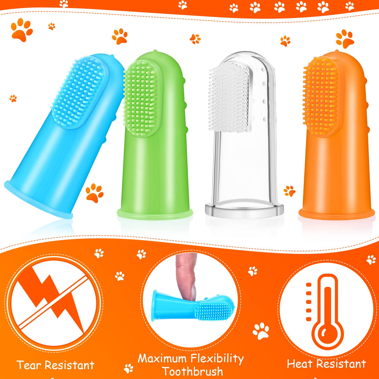Nuogo 80 Pack Bulk Dog Toothbrush Soft Finger Brushes, Pet Finger Toothbrush for Easy Teeth Cleaning, Soft Dental Care Brush for Dogs, Small Cats and Puppies