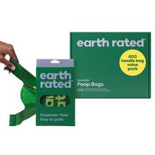 Load image into Gallery viewer, Earth Rated Dog Poop Bags with Handles Value Pack, Easy Tie and Guaranteed Leakproof, Lavender Scented, 600 Handle Bags
