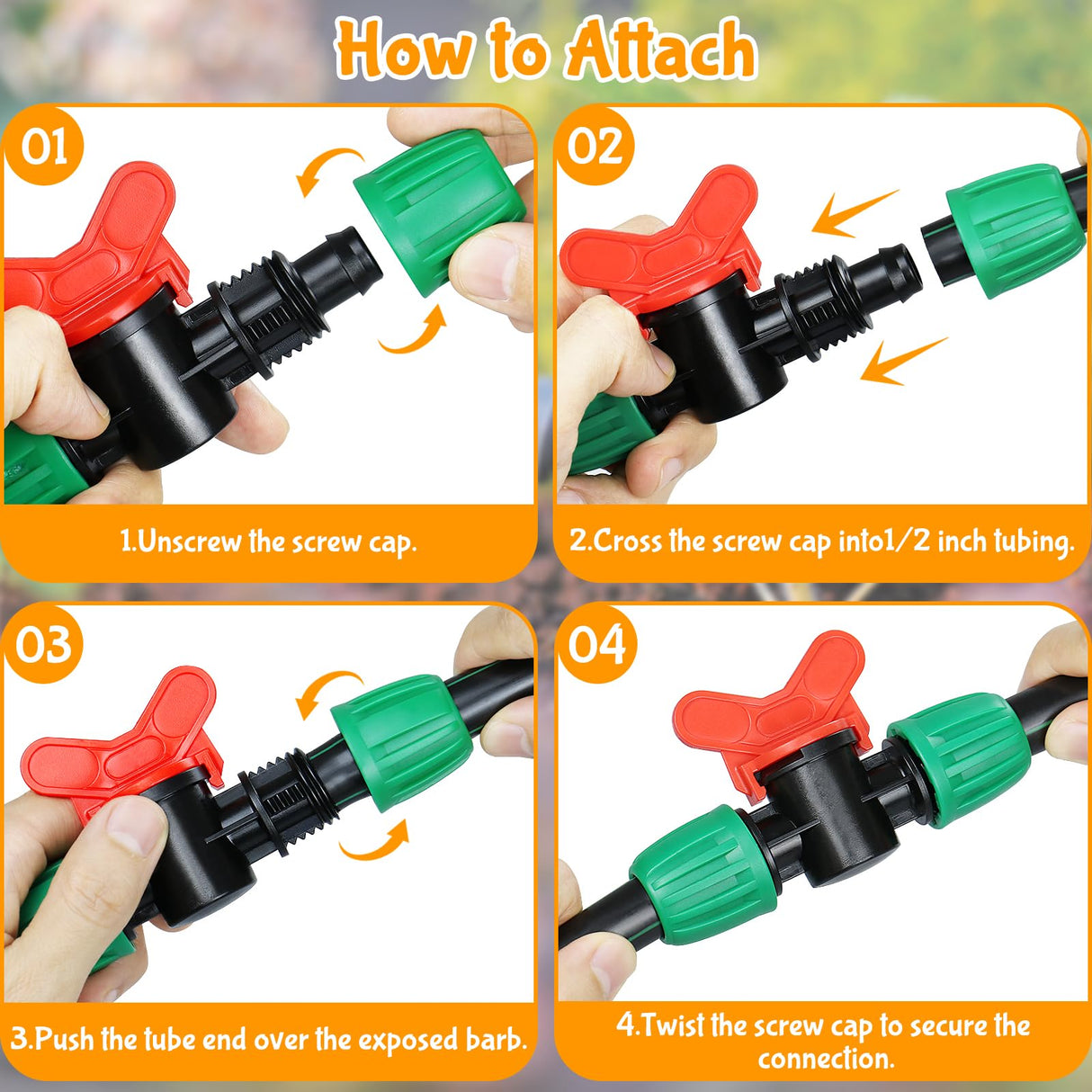 Gardrip 10 Pack Drip Irrigation Valve for 1/2 Inch Drip Tubing (1/2" ID x 0.65" OD):1/2'' In-line Locked Barbed Ball Valve Drip Line Shut Off Valve Parts In Irrigation System for Garden