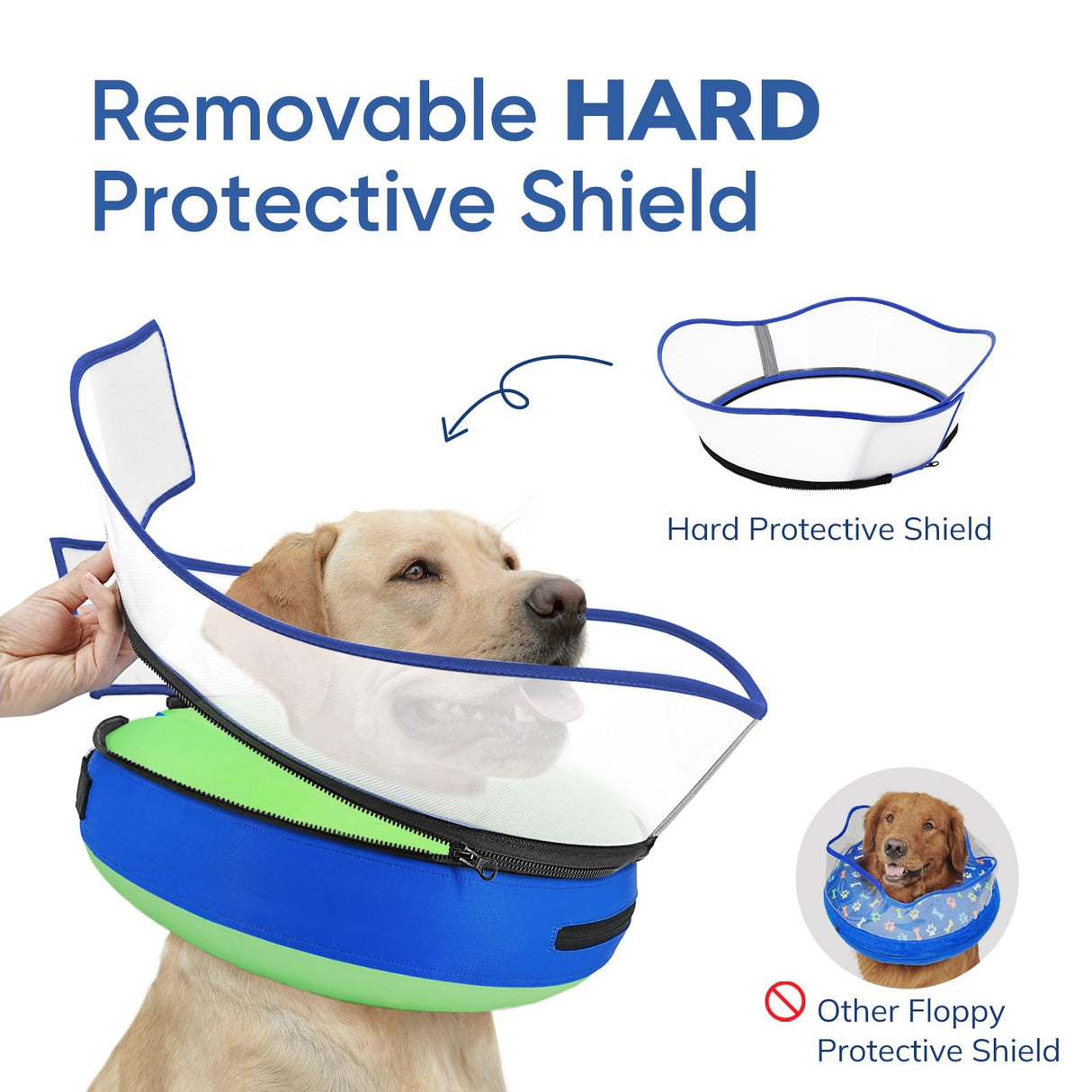 Supet Raised Inflatable Dog Cone Collar to Stop Licking, Soft Dog Cone Alternative for Small Medium Large Dogs, Doggie Donut Collar After Surgery