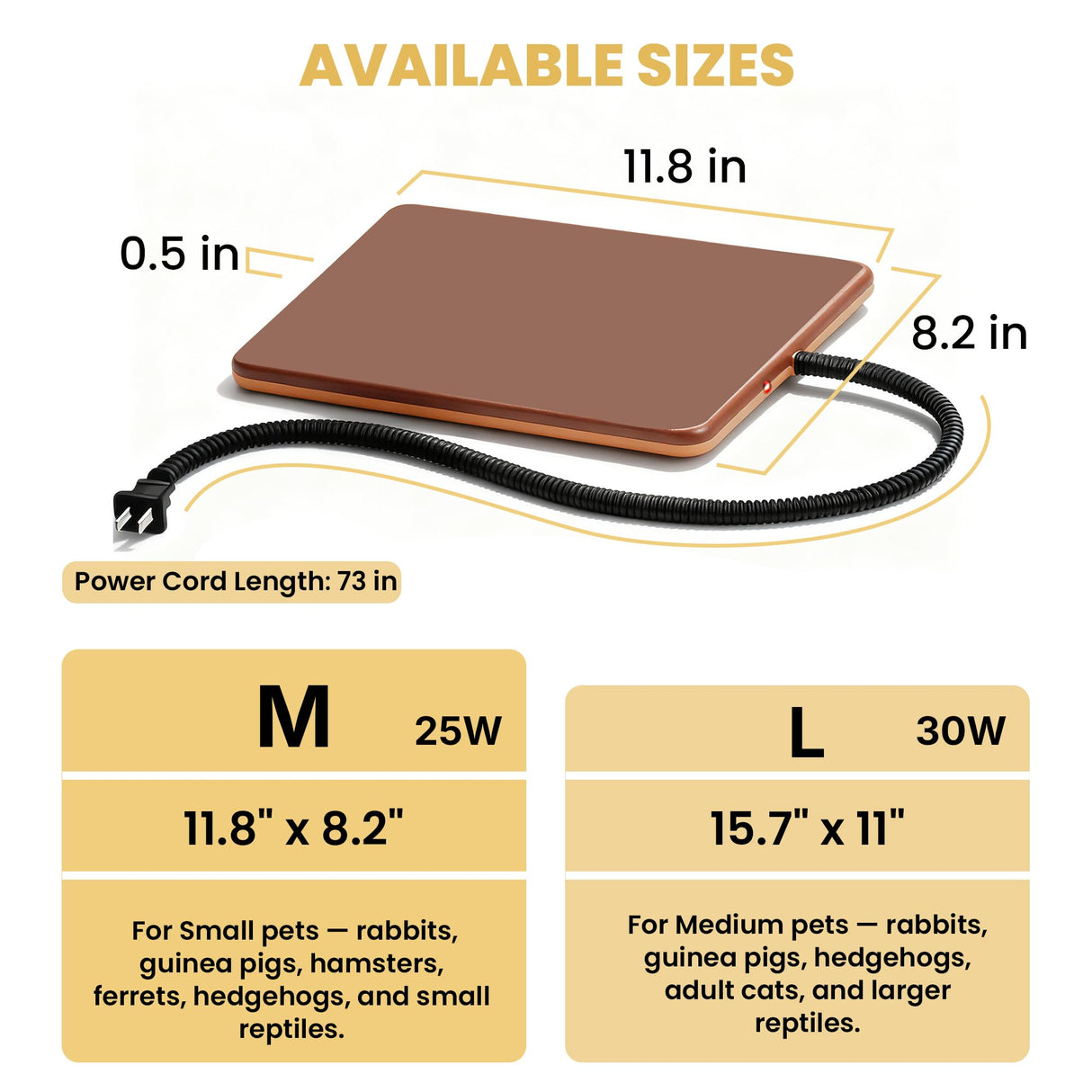 PetTemp Small Animal Heating Pad, Small Animal Bed, Outdoor/Indoor Winter Thermal Heating Pad for Rabbits, Guinea Pigs & Chickens, Waterproof & Chew-Resistant, Energy-Efficient (S:11.8" x 8.2“)