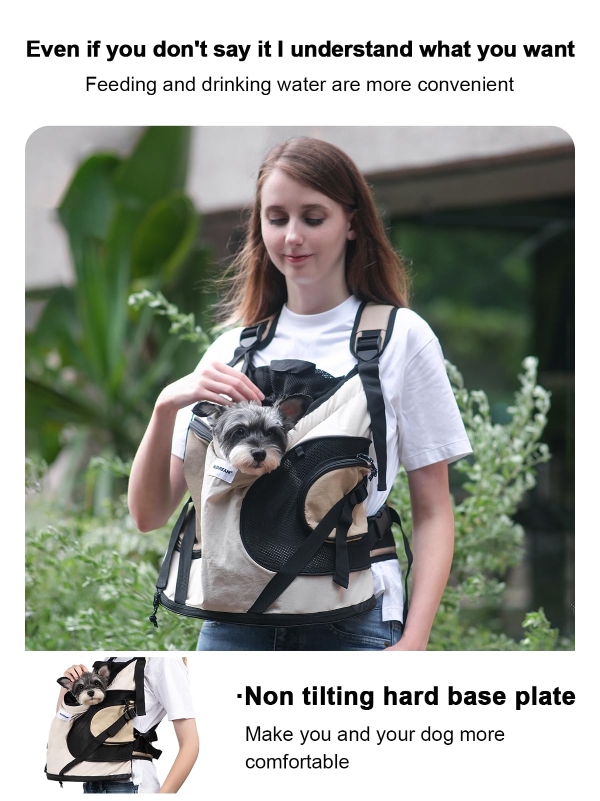 Dog Carriers for Small Dogs,Dog Backpack with 2 Pocket for Travel,Comfortable Dog Front Carrier Suitable for Dogs 8-18 pounds Machine Washable (Beige)