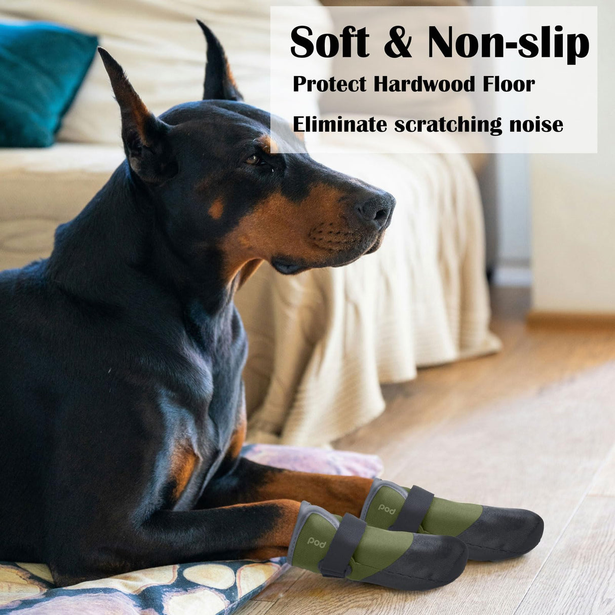 SJJH Dog Shoes Lightweight Dog Boots-Breathable Knitted Paw Protector with Adjustable Strap for Hot Pavement, Rain Walking, Hardwood Floors Anti Slip Reduce Noise, Prevent Licking Paws(Green,M)