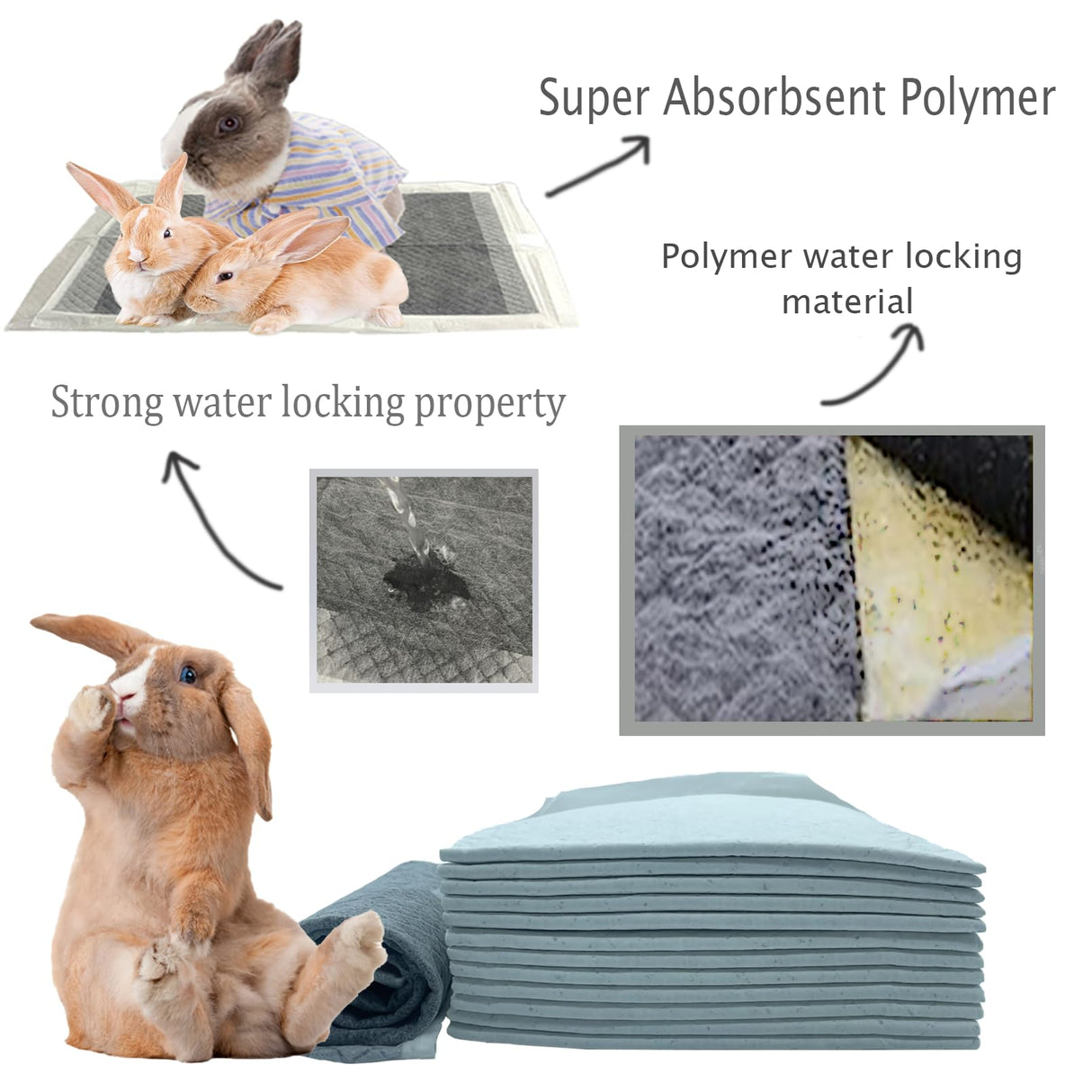 kathson 100 Piece Rabbit Pee Pads,Disposable Pet Pees Pad,Cage Black Carbon Liner,Super Absorbent Leak Proof Cushion Reduce Odor Bunny Training Accessories for Puppy Kitten Hamsters Hedgehog(S)
