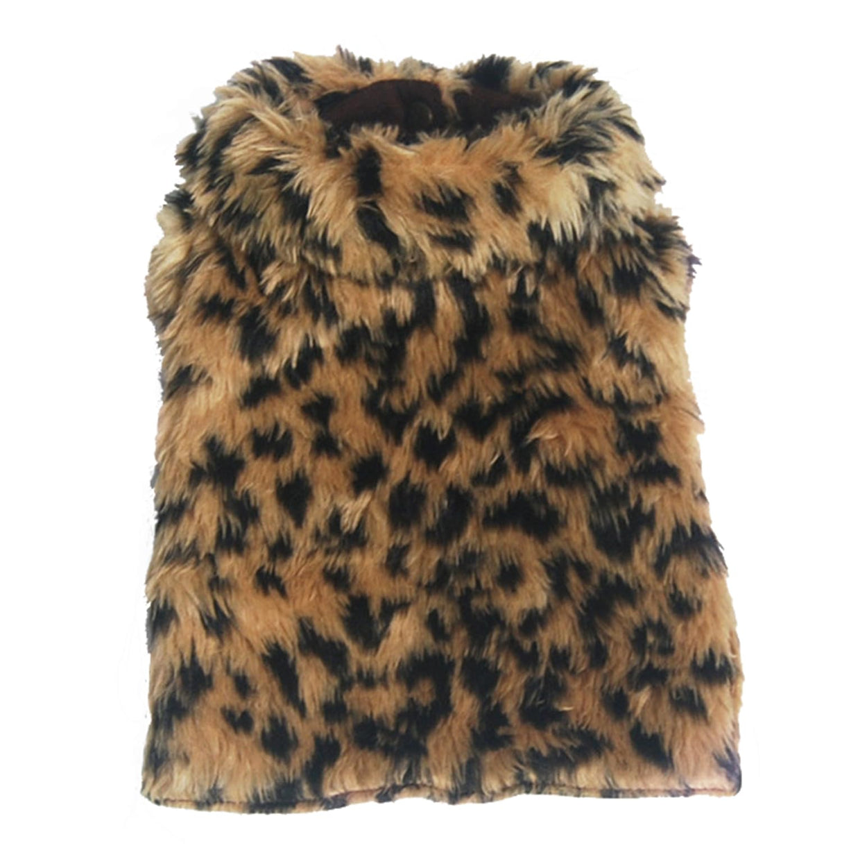 WENFVVIN Dog Pet Leopard Faux Fur Button Design Luxury Warm Sweater Coat for Chihuahua Yorkie Teddy (XS)