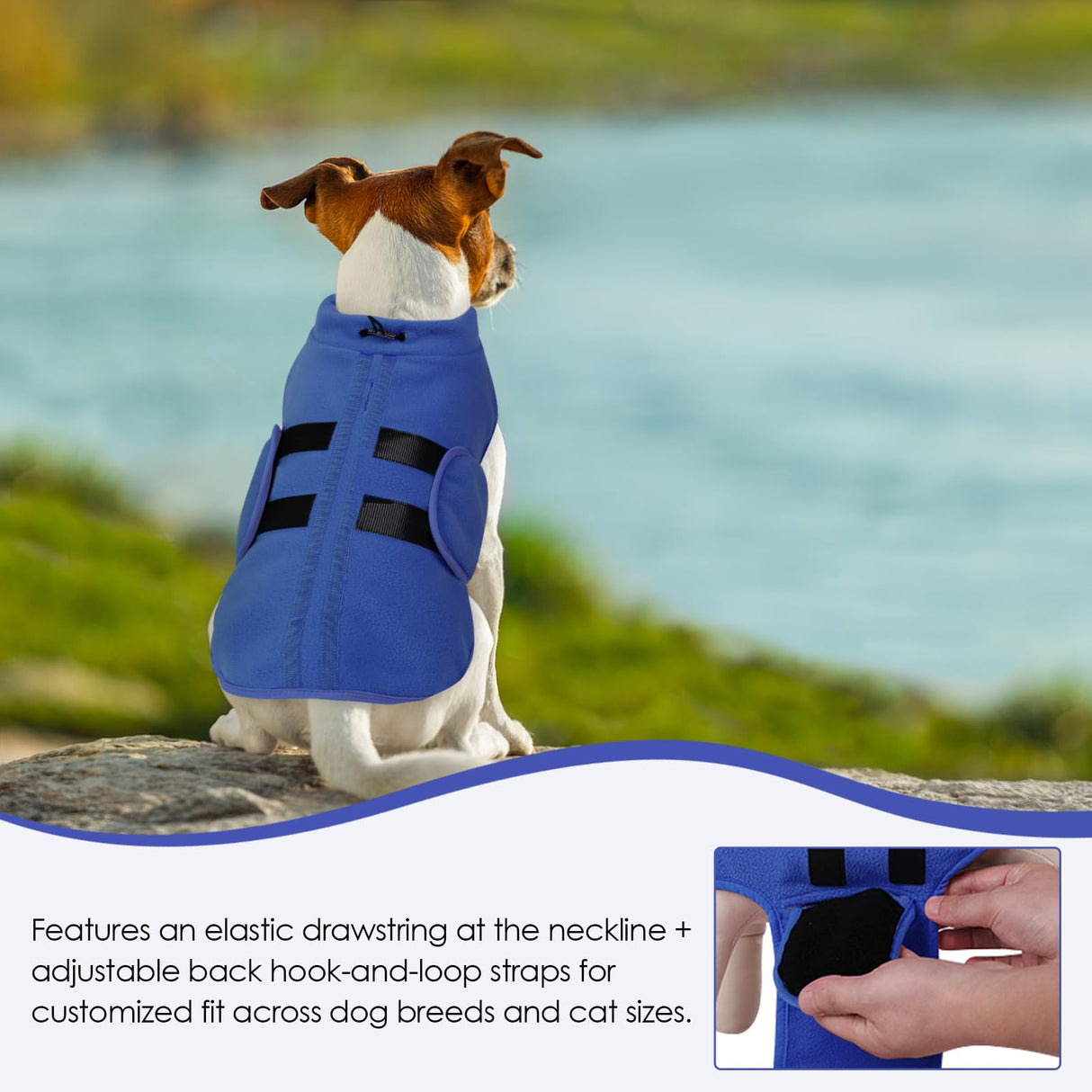 PUZAUKAL Dog Sweater,Adjustable Dog Sweaters for Small, Medium and Large Dogs Boys Girls, Dachshund Chihuahua Fleece Dogs Sweater(Blue,XL)