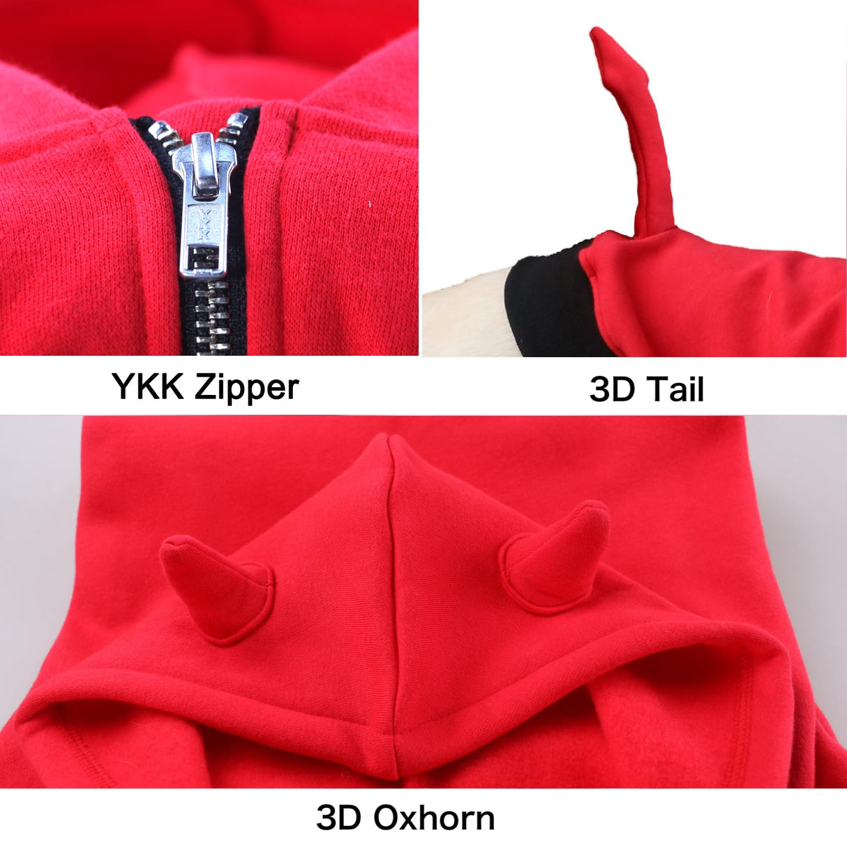 ARUNNERS Extra Large Dog Little Devil Christmas Costumes Zipper Hoodies Clothes for Rottweiler Cane Corso, Red, 6X-Large