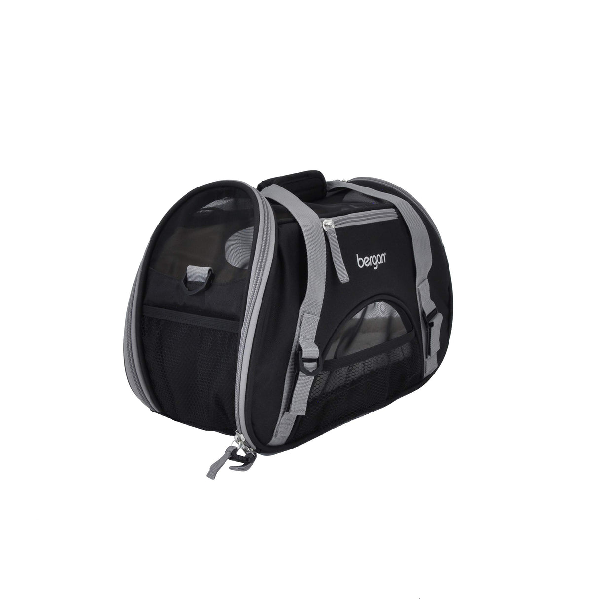 Coastal Pet Bergan Comfort Carrier - Breathable Travel Carrier for Dogs & Cats - Black & Grey, 16" x 8" x 11"