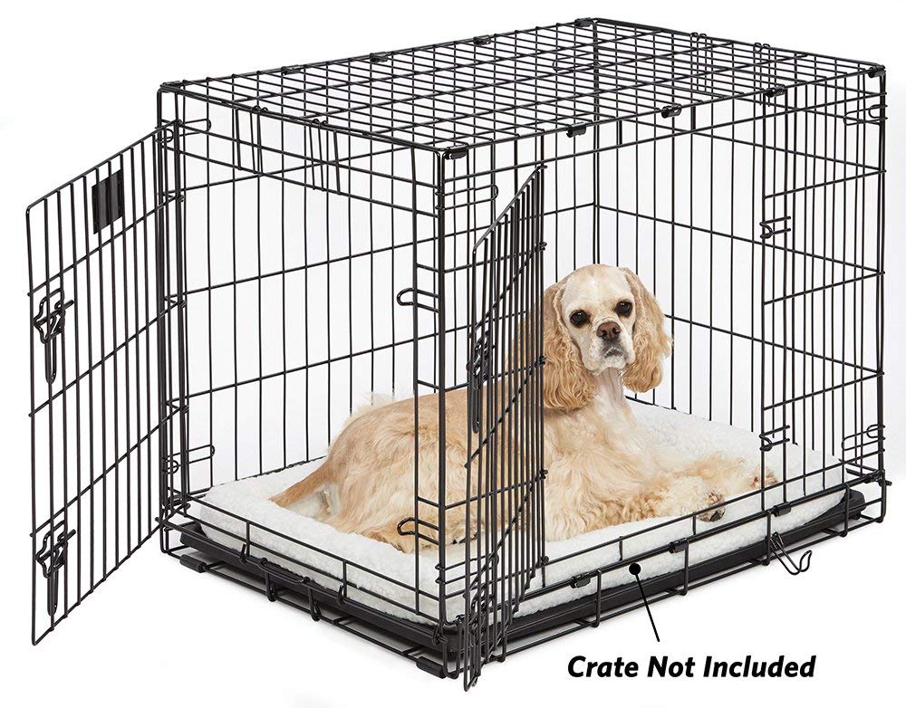 MidWest Homes for Pets QuietTime Dog Bed – White Fleece Bolster, Ultra-Soft and Machine Washable, Fits 30-Inch Crates and Carriers, for Medium Breed Dogs