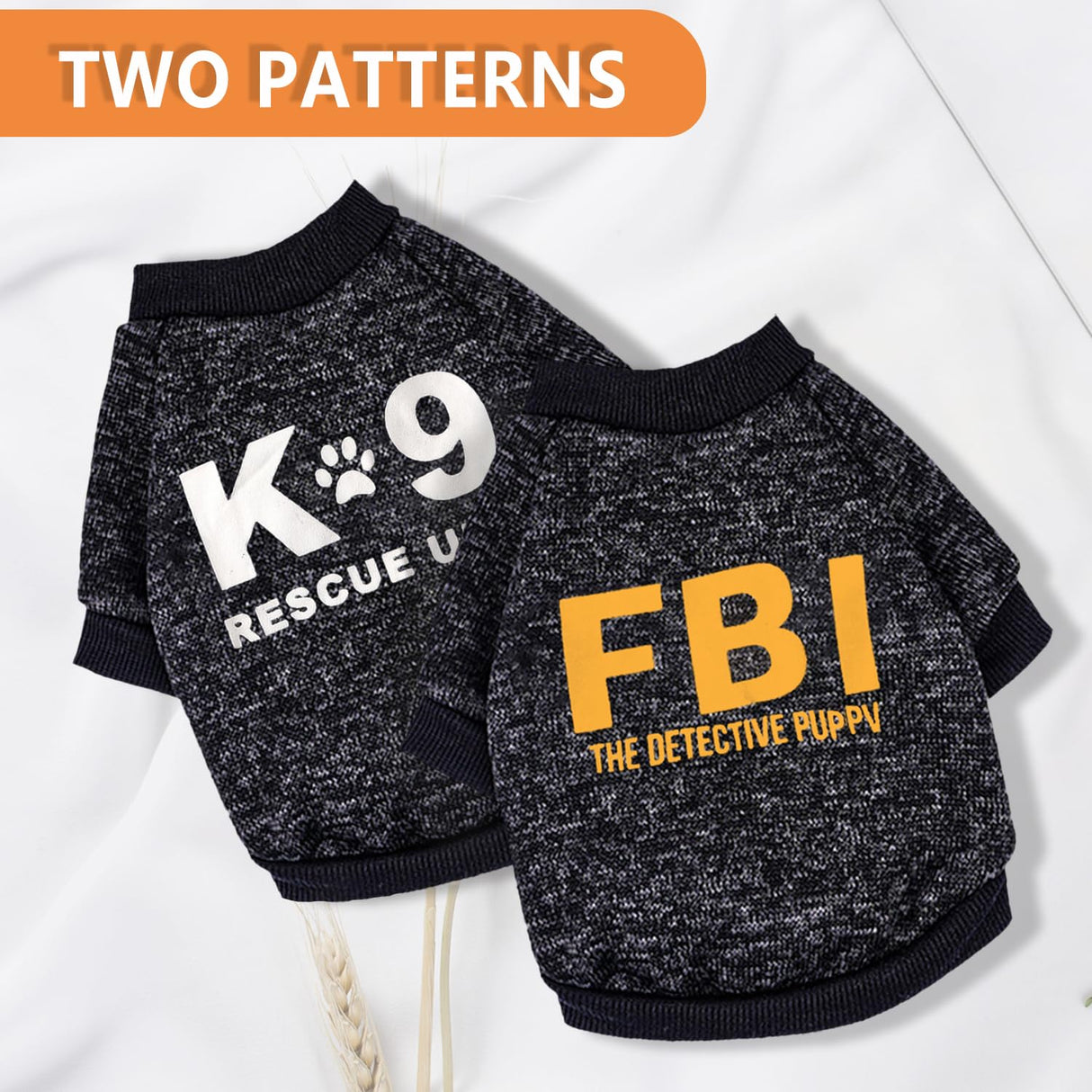 2 Pack Chihuahua Sweater Dog Sweaters for Small Dog Boy Black Fleece Sweater Chihuahua Clothes Pattern Puppy Clothes Fall Winter Pet Clothing Medium