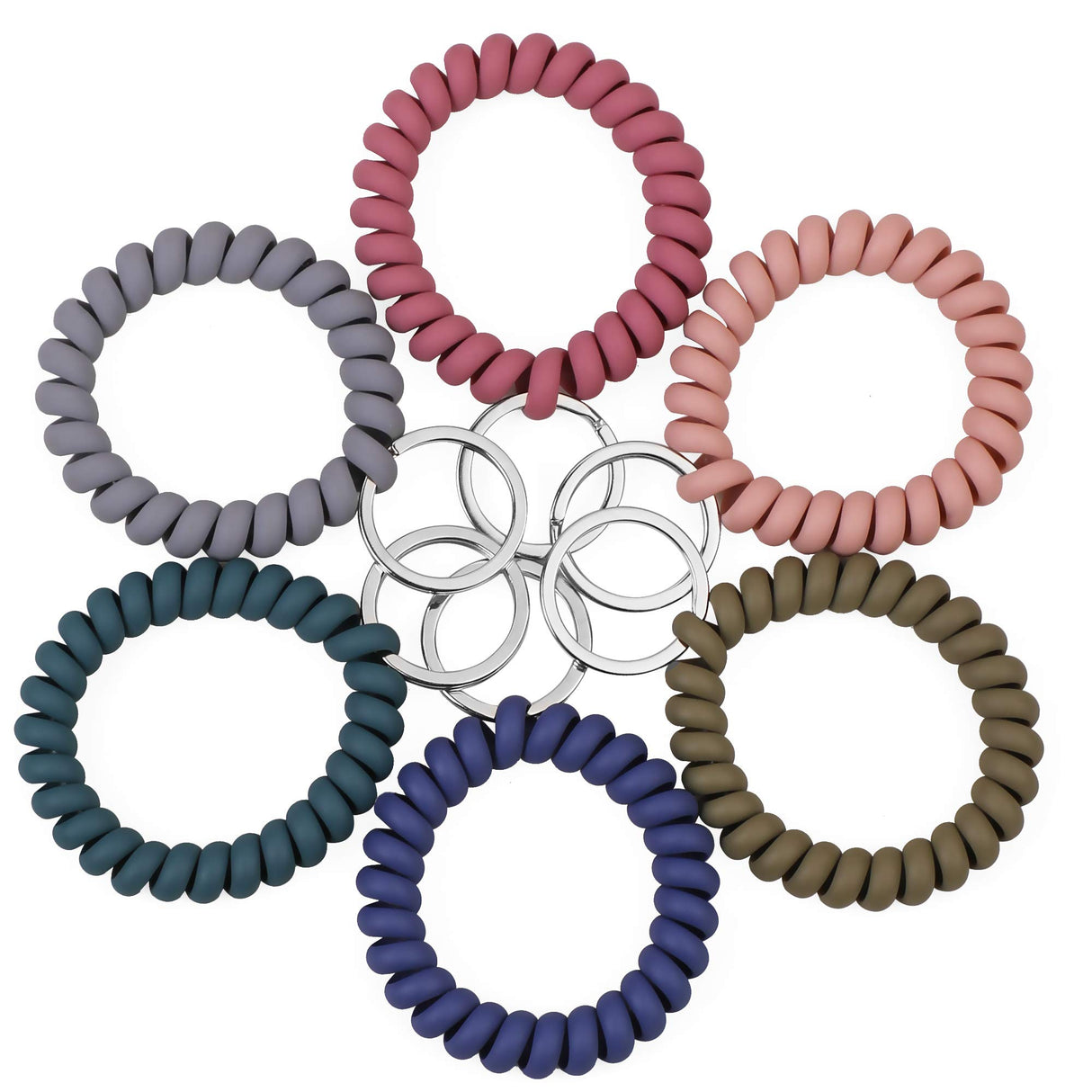 LGEGE 6PCS Stretchable Wristband Wristlet Keychain Wrist Key Chain Wristlet,Spring Flexible Spiral Wrist Coil Wrist Key Holder Key Ring for Sauna Gym Pool ID Badge and Outdoor Sports