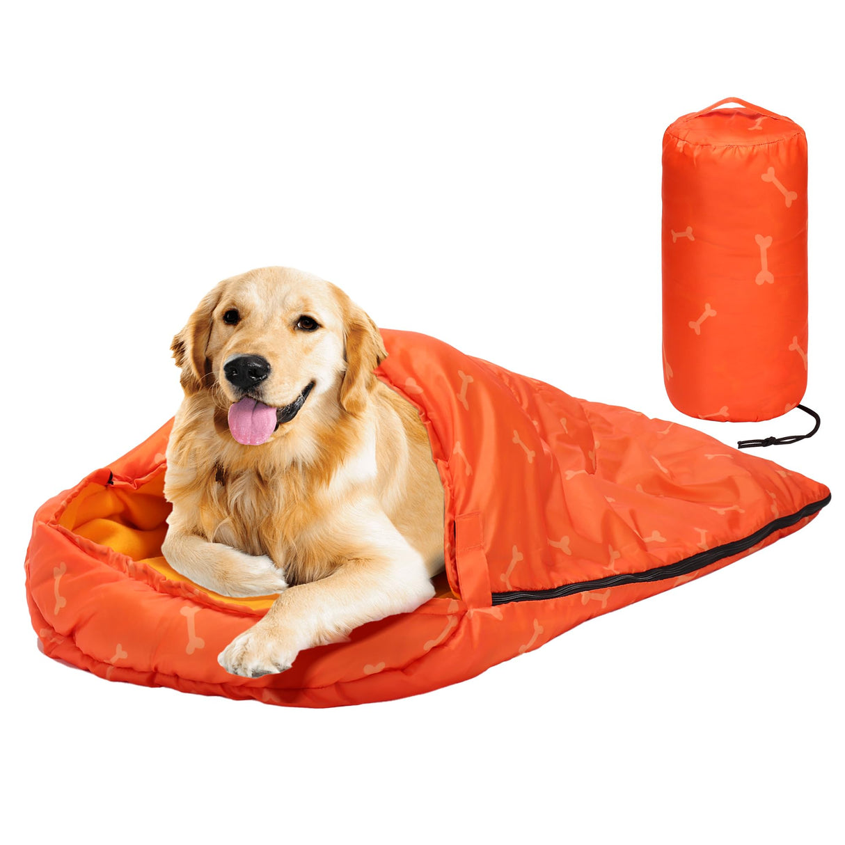 Lifeunion Dog Sleeping Bag with Storage Bag Waterproof Warm Packable Dog Bed for Travel Camping Hiking Backpacking (Orange)