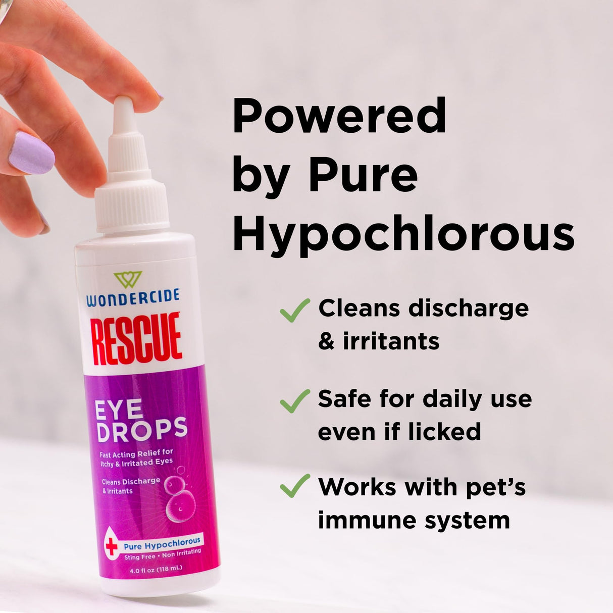 Wondercide Rescue - Eye Drops and Wash for Pets - Relief for Dogs and Cats from Allergies, Itchy Red Irritated Eyes, Discharge - with Pure Hypochlorous - 4 oz