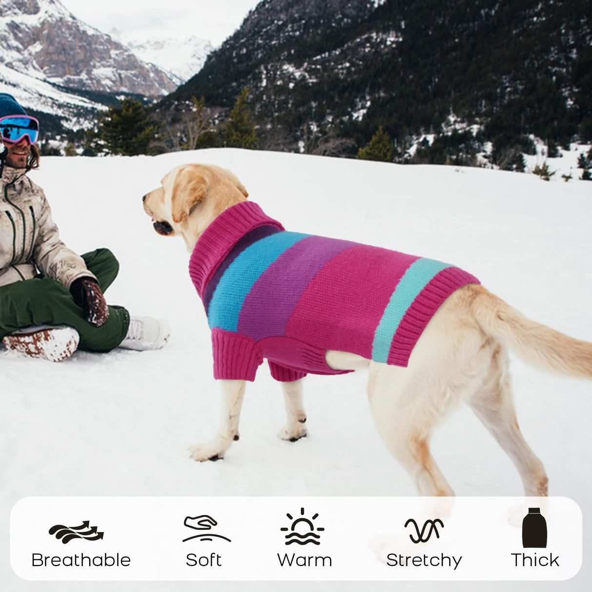 OUOBOB Turtleneck Fall & Christmas Dog Sweater - Pullover Warm Extra Large Size, 3XL - Knitwear for Labrador, Golden Retriever, Doberman, Boxers